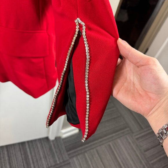 Fashion Nova Red Rhinestone Trim Blazer Jacket – Size 3X - Picture 4 of 8